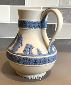 Wedgwood reverse Blue on White Jasper Ware Jug / Pitcher Neoclassical Scene