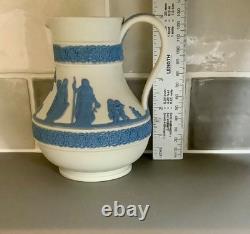 Wedgwood reverse Blue on White Jasper Ware Jug / Pitcher Neoclassical Scene