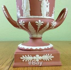Wedgwood=terracotta=pink=jasperware=pottery=campana=urn=lid=vase=1957=england