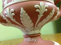 Wedgwood=terracotta=pink=jasperware=pottery=campana=urn=lid=vase=1957=england