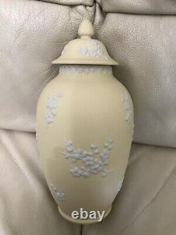 Wegewood Jasperware Yellow Prunus Lidded Vase/Jar