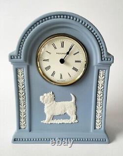 West Highland Terrier Clock Jasperware Blue Wedgwood