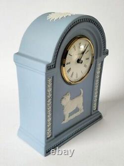 West Highland Terrier Clock Jasperware Blue Wedgwood