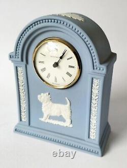 West Highland Terrier Clock Jasperware Blue Wedgwood