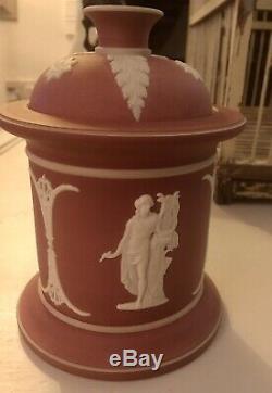 Wonderful Rare Antique Wedgwood Crimson Red Jasperware Tobacco Jar