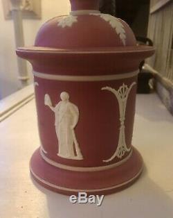 Wonderful Rare Antique Wedgwood Crimson Red Jasperware Tobacco Jar