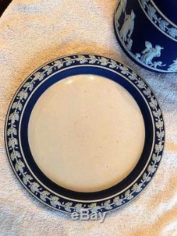 (c. 1800) Antique Wedgwood Cobalt Blue Jasperware Large Dome Cheese Dish RARE