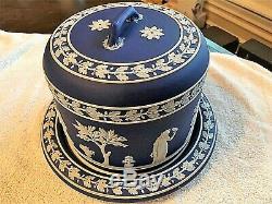 (c. 1800) RARE Wedgwood Cobalt Blue Jasperware Large Dome Cheese Dish UNIQUE