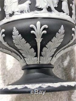 (c. 1894) Wedgwood Black Jasperware Campana Lidded Urn 8h Mint Conditon
