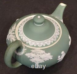 1880 Anticique Vintage Wedgwood Sage Green Jasperware Teaapot Thé Pot / No England