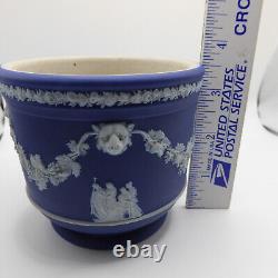 1894 Wedgwood JASPERWARE BLEU 3.5 Jardinière Cache Pot Planteur 4 Tête de Lion