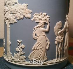 1901 Wedgwood Lait Pichet Jasperware Antique Anglais Pottery Vtg Bleu