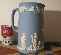 1901 Wedgwood Lait Pichet Jasperware Antique Anglais Pottery Vtg Bleu