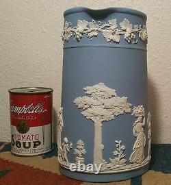 1901 Wedgwood Lait Pichet Jasperware Antique Poterie Anglaise Vtg Vase Bleu Art