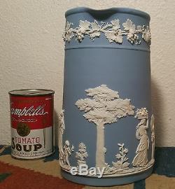 1901 Wedgwood Pichet De Lait Jasperware Antique Anglais Poterie Vtg Bleu Vase Art