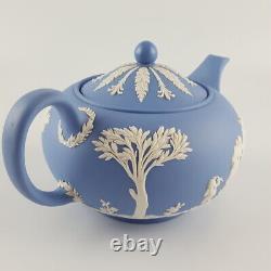 1950 Wedgwood Blue Jasperware Grande Théière Lait Jug Lidded Sugar Bowl Vgc