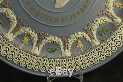 1977 Wedgwood Jasperware 5 Couleurs Royal Silver Jubilé Plaque Queen Elizabeth II