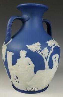 19e C. Wedgwood 10 Médaillon De Vase De Portland Antique Jasperware Dip Bleu Foncé
