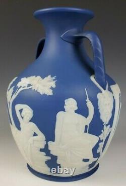 19e C. Wedgwood 10 Médaillon De Vase De Portland Antique Jasperware Dip Bleu Foncé