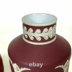 19ème Siècle Wedgwood Crimson Jasperware Tea Caddy