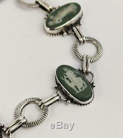 19ème Siècle Wedgwood Jasperware Bracelet En Argent Sterling Plaques