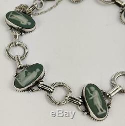 19ème Siècle Wedgwood Jasperware Bracelet En Argent Sterling Plaques