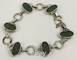 19ème Siècle Wedgwood Jasperware Bracelet En Argent Sterling Plaques