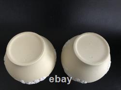2 vases Bud Wedgwood en jaspe jaune, motif primevère, en excellent état