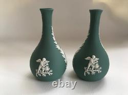 2 vases à posie en jaspe teal Wedgwood en excellent état
