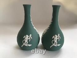 2 vases à posie en jaspe teal Wedgwood en excellent état