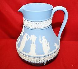 7 Pc Wedgwood Blue Jasperware Grenouille Vase & Grille, Pichet, Vase, Cruche