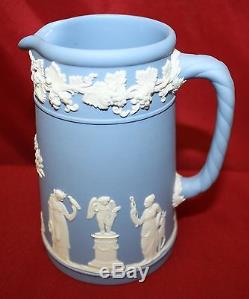 7 Pc Wedgwood Blue Jasperware Grenouille Vase & Grille, Pichet, Vase, Cruche