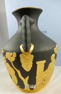 Absolument Superbe Super Rare Basalt Et Gold Wedgwood Portland Vase