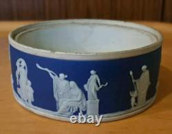 Ancien Wedgwood TRÈS RARE plat à bibelots Jasperware de 1875 avec couvercle/base EP, 12 cm x 5 cm