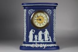 Ancienne C1900 Wedgwood Jasperware Cobalt Blue Clock Figurines