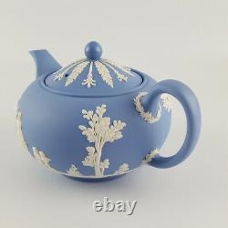 Années 1950 Wedgwood Blue Jasperware Grande Théière Lait Cruche Lidded Sugar Bowl Vgc