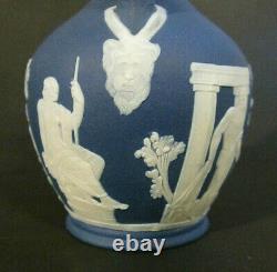 Antique 1840s Vieux Wedgwood Seulement Jasperware Portland Vase Bleu Foncé 4 Miniature