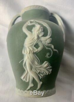 Antique 1880 Thomas Wedgwood Vert Jasperware Vases Extrêmement Urne Grecian Rare