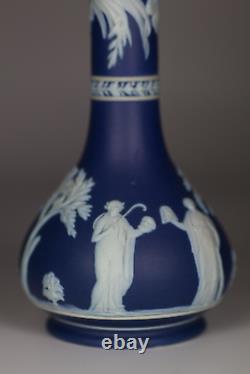 Antique C1900 Wedgwood Jasperware Couvercle De Barbier / Vase Cobalt Bleu A