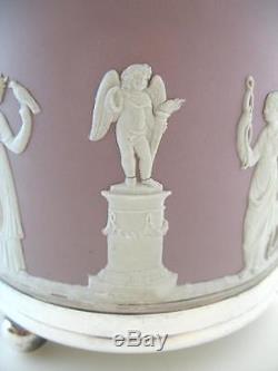 Antique C1900 Wedgwood Lilas Jasper Ware Biscuit Barrel Silver Plated Mounts