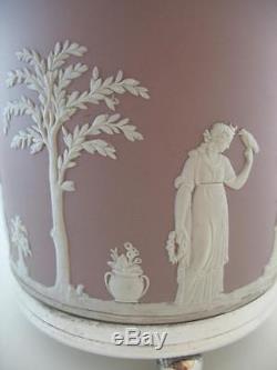 Antique C1900 Wedgwood Lilas Jasper Ware Biscuit Barrel Silver Plated Mounts