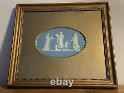 Antique Early 19thc Wedgwood Pale Blue Jasperware Oval Plaque Gilt Frame