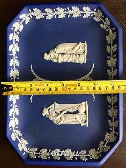 Antique Géorgien (1800s) Wedgwood Cobalt Blue Jasperware Tray (10/25cm, 900g)