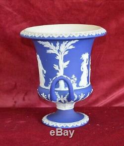 Antique Grand Bleu Wedgwood Jasperware Double Handled Pedestal Vase Urne