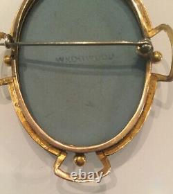 Antique Victorian Grand Or 9k Très Grand Wedgwood Jasperware Pin Brooch 27.41g