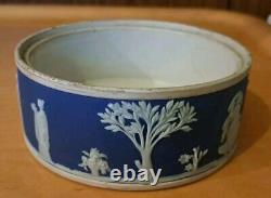 Antique Wedgewood V. RARE 1875 Early Jasperware PLATEAU À BIJOUX Couvercle/Base EP, 12cmX5cm