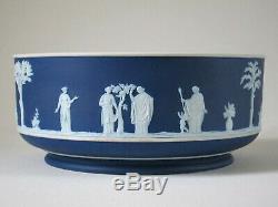 Antique Wedgwood 9 Bleu Cobalt Dip Jasperware Ferner Bowl Fin Des Années 1800