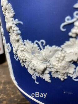 Antique Wedgwood Bleu Cobalt Jasperware Jardiniere Planteur Grand 10 Excellent