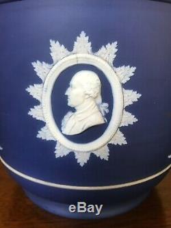 Antique Wedgwood Bleu Cobalt Pères Fondateurs 9 Pouces Jardinière C 1860+