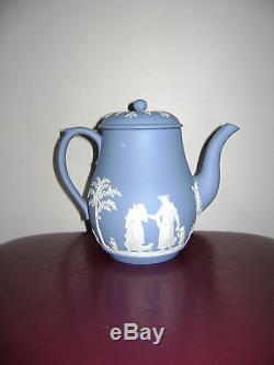 Antique Wedgwood Bleu Jasperware 1953 Coffe Tea Pot Sucrier Set Jug 5